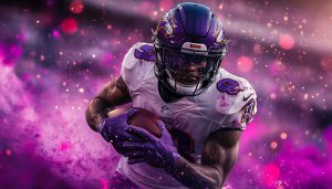 Baltimore Ravens Wallpaper: Football Player in Action, 4k Wallpaper