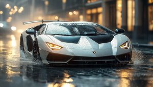 Lamborghini Car Wallpaper: Supercar in Rain, 4k Wallpaper for Desktop