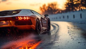 Lamborghini Car Wallpaper in Winter - Vehicle Automotive Background