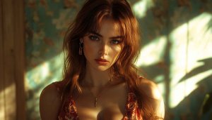 Attractive Woman Portrait Wallpaper, Green Eyes, Brown Hair, 4k