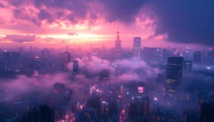 Tokyo Cityscape Wallpaper: Pink Sunset, Urban Aesthetic, 4K Wallpaper