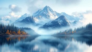 Snow Mountain Lake Wallpaper, Nature Landscape Background for Desktop, Laptop