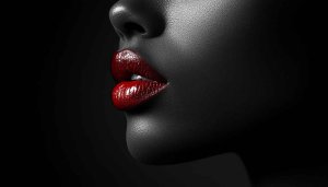 Red Lips Woman Wallpaper, Fashion Portrait Black Background