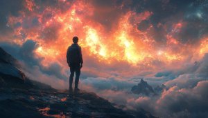Man Sky Wallpaper, Clouds Wallpaper, Mountain Wallpaper, Nature 4K Wallpaper
