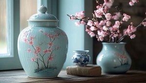 Floral Vase Wallpaper: Aesthetic Home Decor, Cherry Blossom Art 4k