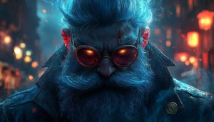 Cyberpunk Santa Claus Wallpaper for Desktop and Mobile Devices