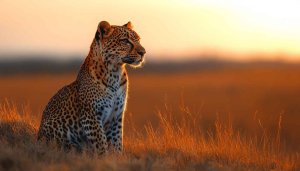 Leopard Wallpaper, African Wildlife, Sunset Background, Animal Wallpaper, 4K