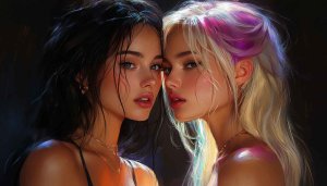 Anime Girl Wallpaper, Aesthetic Portrait, Two Girls, Hair Color