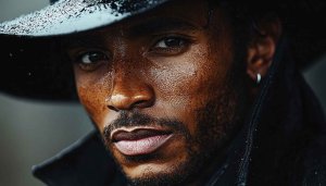Black Man Portrait Wallpaper, Male Model Wet Look 4k