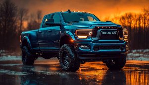 Ram Truck Wallpaper: Blue Truck 4K Wallpaper, Car Wallpaper, Desktop Background