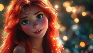 Ariel Wallpaper: Disney Princess, Red Hair, Cartoon, 4K, HD