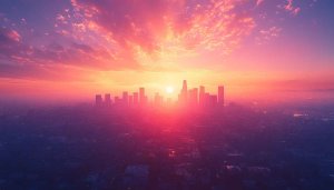 Los Angeles Cityscape Sunset Wallpaper, 4k Desktop & Laptop