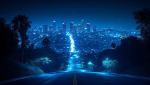 Los Angeles Cityscape Wallpaper, Night View, Urban Lights Background