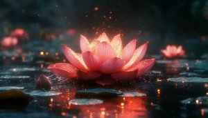 Glowing Lotus Flower Wallpaper: Aesthetic, Desktop, 4K, Phone Background