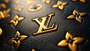 Luxury Louis Vuitton Wallpaper: Gold Emblem, High-Resolution, Designer Brand