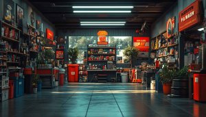 Vintage Garage Wallpaper, Auto Repair Shop Wallpaper, Mechanic Garage Decor