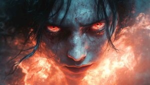 Anime Devil Wallpaper, Fiery Eyes, Dark Fantasy Art Background