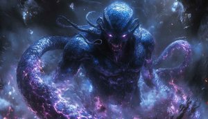 Monster wallpaper: Alien Serpent Creature with Glowing Eyes - HD