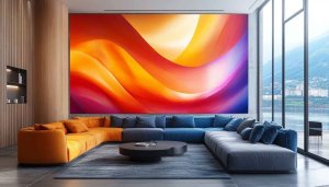 Abstract Art Wallpaper: Modern Living Room Interior 4K Wallpaper