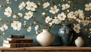Floral Wallpaper: White Blossom and Vase Aesthetic - 4K