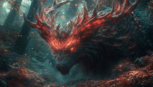 Fiery Forest Beast Wallpaper: High Resolution Desktop Backgrounds