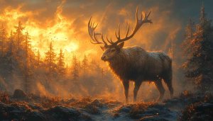 Deer Wallpaper: Majestic Stag in Golden Forest - 4K Wallpaper