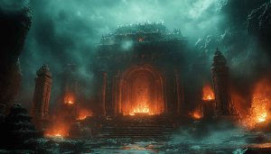 Dark Fantasy Temple Wallpaper, Mystical Ruins, 4K Wallpaper