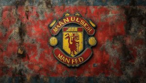 Manchester United Wallpaper: Grunge Texture Football Club Logo 4K