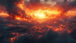 Fiery Sky Wallpaper: Intense Orange Clouds 4K Resolution