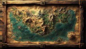 Antique Map Wallpaper: Nautical, Treasure Hunt, Fantasy World Illustration