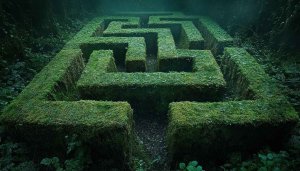 Moss Maze Wallpaper: Nature, Green, Forest, and Garden Labyrinth Theme
