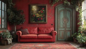 Red Room Aesthetic Wallpaper, Vintage Style, Interior Wallpaper, 4k