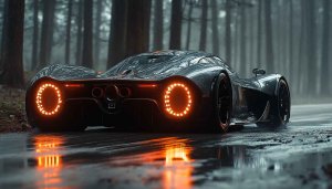 Sleek Supercar Wallpaper: Futuristic Car Aesthetics in Rain