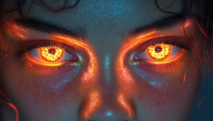 Fiery Eyes Wallpaper: Orange Glowing Eyes Aesthetic Desktop Background
