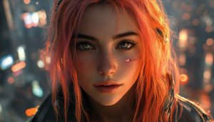 Cyberpunk Girl Wallpaper, AI Generated Art, Portrait, 4K Wallpaper