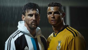 Messi Ronaldo wallpaper, Football legends wallpaper, 4K sports wallpaper