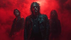 Heavy Metal Band Wallpaper: Red Aesthetic, Leather Jackets, Moody Lighting