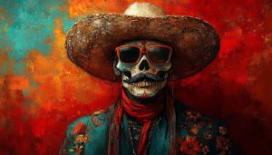 Dia de los Muertos Wallpaper, Skull Art Wallpaper, 4k Wallpaper