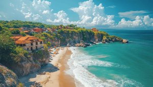 Beach Scenery Wallpaper: Tropical Island Paradise, Ocean View 4K