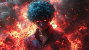Anime Wallpaper: Fiery Character Art for Phone, Laptop, Desktop