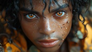 Hypnotic Golden Eyes Wallpaper: High-Resolution Portrait for Desktop & Mobile