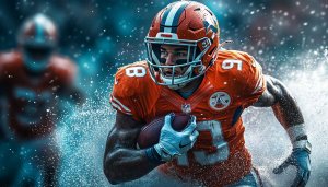 American Football Wallpaper: NFL Player Running Action 4K