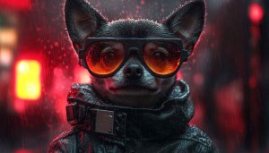 Cool Dog Wallpaper: Stylish Chihuahua with Sunglasses in Rain