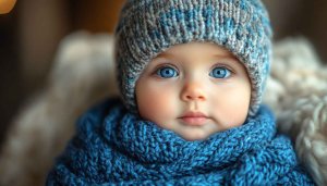 Cute Baby Wallpaper, Winter Theme, Blue Eyes, Portrait, Infant