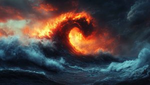 Fiery Wave Wallpaper: 4K Ocean Art for Desktop & Mobile