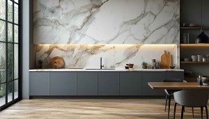 Modern Kitchen Marble Wallpaper, Interior Design Background, Home Decor