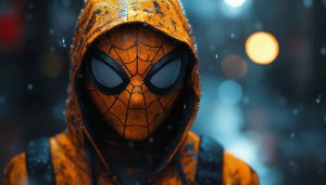 Spiderman wallpaper: Cinematic Superhero In Rain For Mobile & Desktop