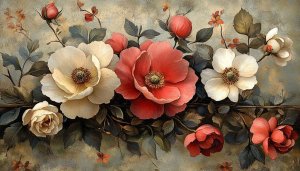 Floral Art Wallpaper: Vintage Flower Painting Background for Desktop, Laptop