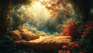 Dreamy Forest Bed 4K Wallpaper for Desktop and Mobile