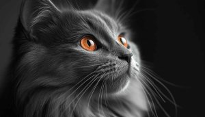 Gray Cat Wallpaper with Orange Eyes | Pet 4k Wallpaper